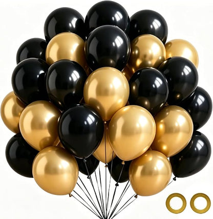 Black and Gold Party Balloons by Unknown