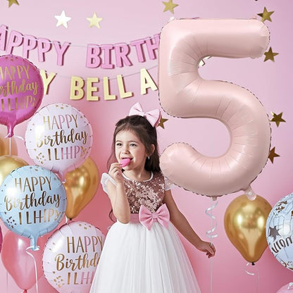 Light Pink Number Balloon 5, 40 Inch Large Self Inflating 5 Foil Number - Image 6