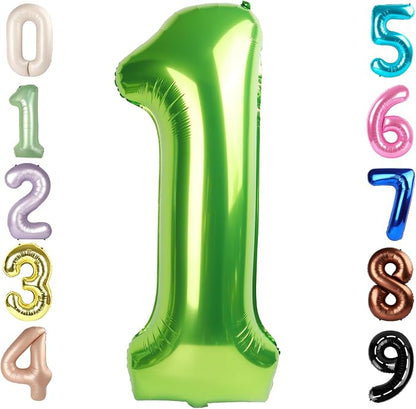 Number 1 Balloons, 40In Green Balloons by Mluchee