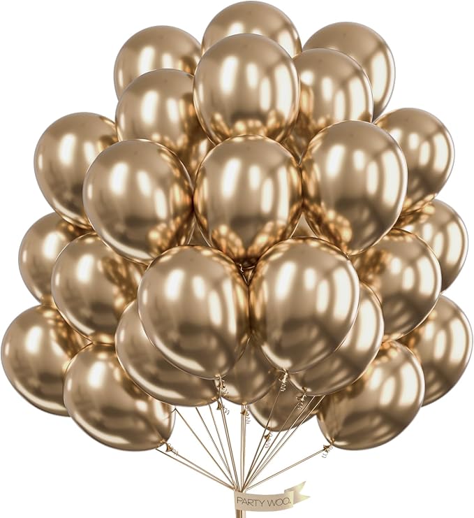 PartyWoo Metallic Gold Balloons 101pcs Chrome Gold Color 12 Inch | Balloons by PartyWoo