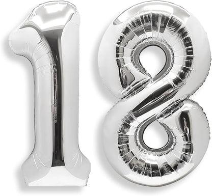 AULE 40 Inch Silver 18 Balloon Number Foil 0-9 Birthday Big Numbers | Birthday by AULE