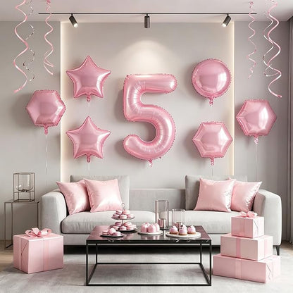Number Balloons Pink Party Balloon - Image 7