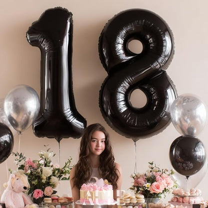 AULE 40 Inch Black 18 Balloon Number Foil 0-9 Birthday Big Numbers | Birthday - Image 4