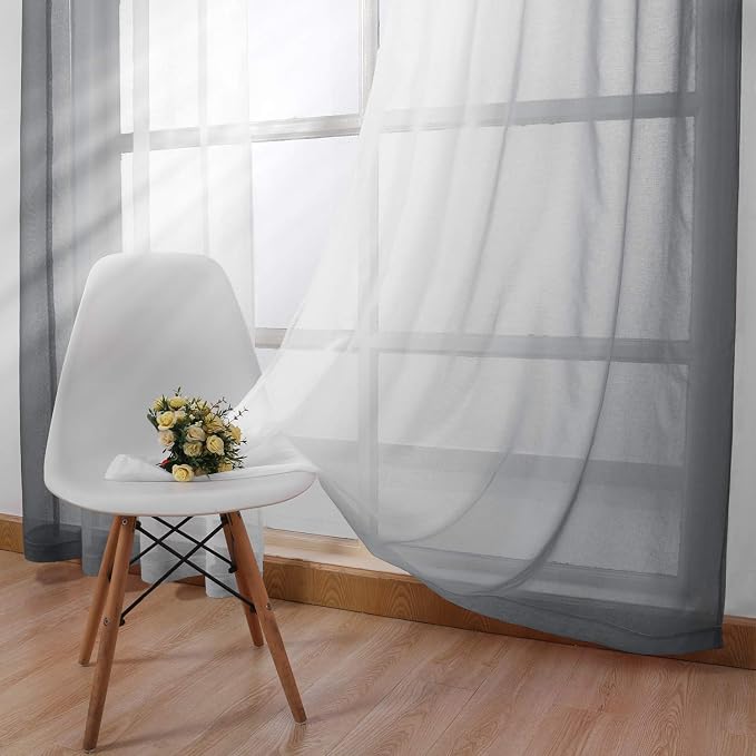 DWCN Grey Ombre Short Sheer Curtains - Image 3