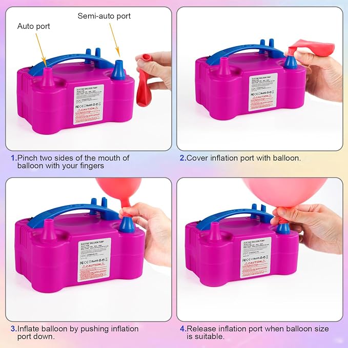 Electric Balloon Pump with Dual Nozzle & 2 Tying Tools | 110V 600W Portable - Image 3