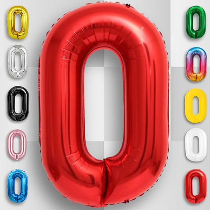 Red Number Balloon 0 Mylar Foil Balloons 16 inch - Image 4