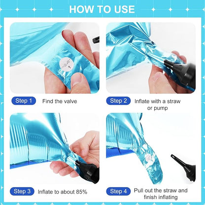 LightBlue and Blue Square Foil Balloons 25 Pcs Metallic LightBlue and Blue - Image 2