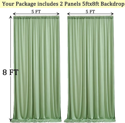 10x8ft Wrinkle Free Sage Green Backdrop Curtains - Image 5