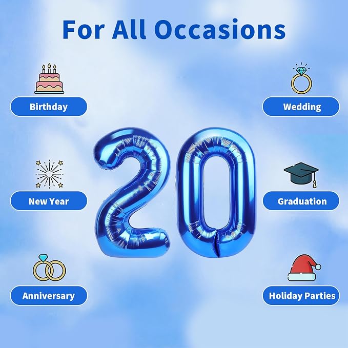 Number Balloons Navy Blue Balloons - Image 5