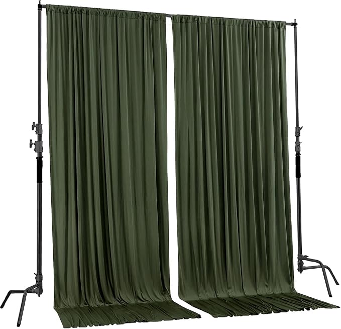 AK TRADING CO. 10 feet x 10 feet Olive IFR Polyester Backdrop Drapes Curtains - Image 2