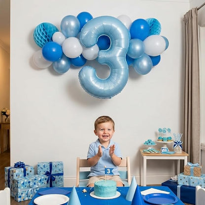 TONIFUL 40 Inch Pastel Blue Number 3 Foil Balloons Large Mylar Foil Digital 3 - Image 3