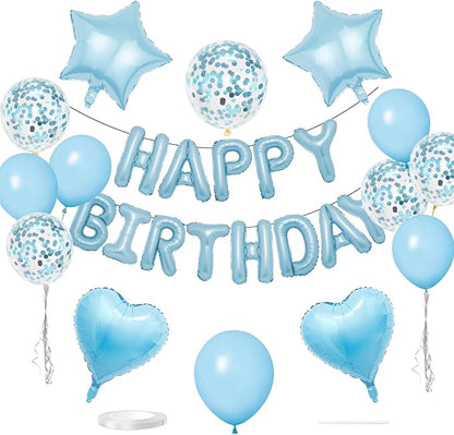 27 Pcs Light Blue Birthday Decorations, 3D Letters Light Blue Happy Birthday by WEIKA
