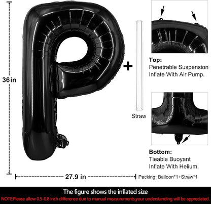 Lovoir 40 Inch Large Black Letter P Balloons Big Size Jumbo Mylar Foil Helium - Image 2