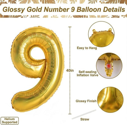 Gold Number 19 Balloon 40 Inch, Shiny Foil Decor - Image 4