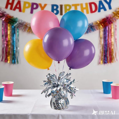 Glitter Silver Balloon Weights, 12 Pack | Glitter silver PET film; helium - Image 3