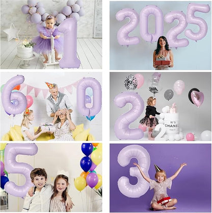 40 Inch Purple Number Balloons Light Purple 6 Balloon Matte Purple Birthday - Image 4