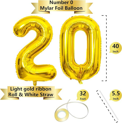 Gold Number Balloons Birthday Balloons - Image 2