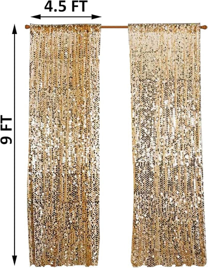 Gold Big Payatte Sequin 18MM Sequin Backdrop Drapes Curtains Panels, Fashion - Image 2