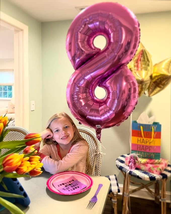 Pink Number 5 Balloon 40 Inch, 5th Birthday Party Decorations Men Women | Foil - Image 8