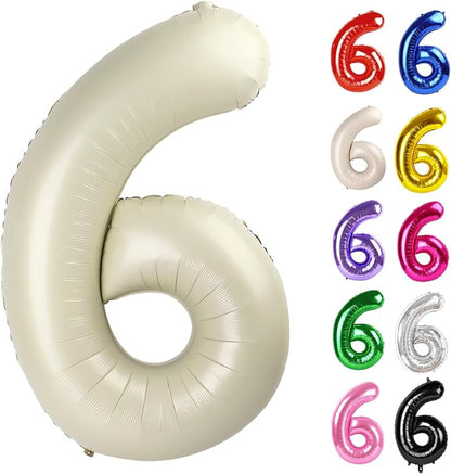 Cream Number 6 Balloon 40 Inch by IWERP