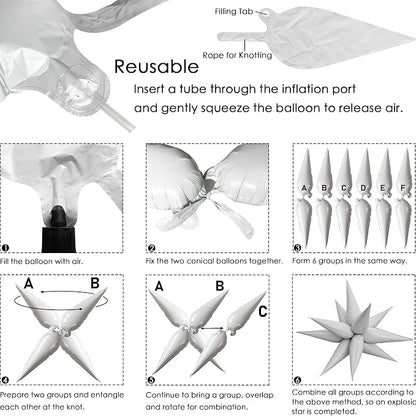 ZAKVOOR 60 Pcs Star Balloons 12 Spike Foil Explosion Party Decoration Balloons - Image 3