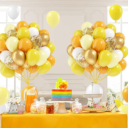 60pcs Yellow and White Balloons 12inch - Image 7