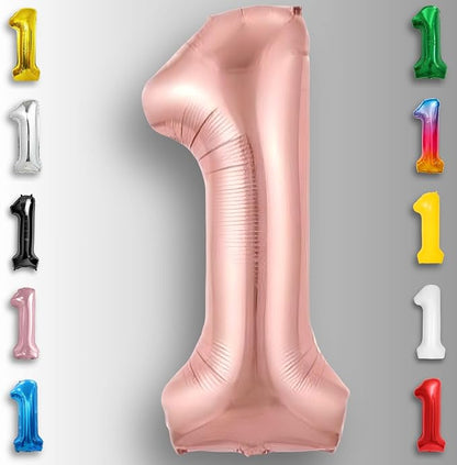 Rose Gold Number Balloon 1 Mylar Foil Balloons 40 inch - Image 3
