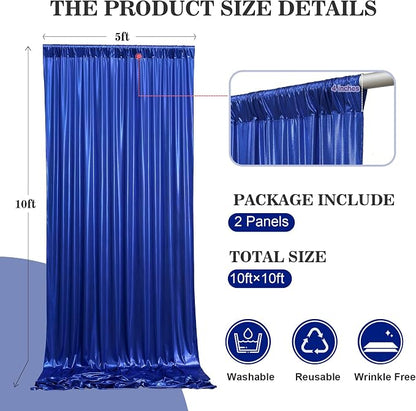 10x10ft Thick Royal Blue Glitter Backdrop Curtain Panels - Image 6