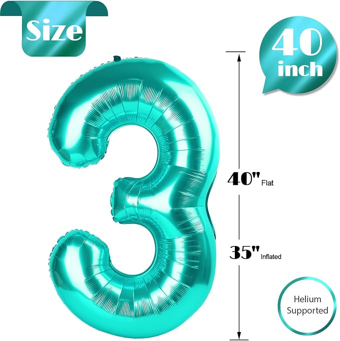 Nile Blue Number 3 Balloon 40 Inch - Image 5