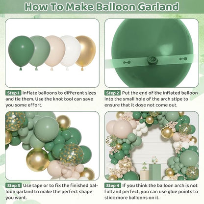 Ouddy Party Sage Green Balloons Arch Garland Kit18 12 10 5 Inch | Different - Image 3