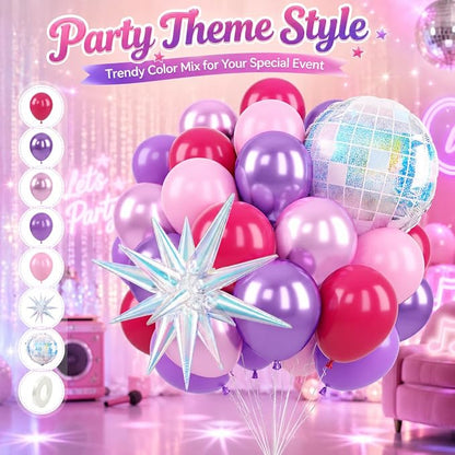 Pink Purple Balloons for Girls Party Decor | 12 Inch Pink Purple Balloons - Image 4