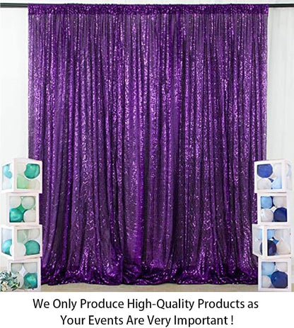ShinyBeauty Sequin Backdrop 8ftx10ft Royal Purple Sequin Fabric Drapes Sparkle - Image 2