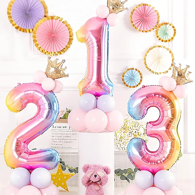 40 Inch Giant Rainbow Number 2 Balloons, Birthday Balloons, Helium Mylar Foil - Image 4