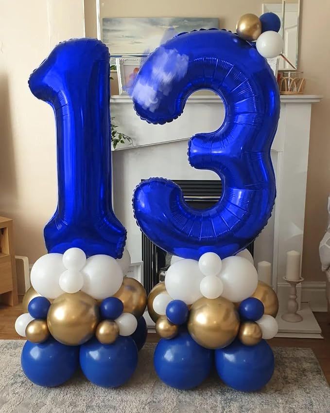 Number Balloons 3 Balloon Navy Blue - Image 2