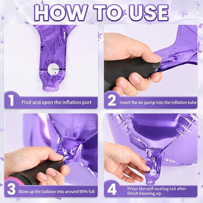 10Pcs Light Purple Round Foil Balloons, Metallic Light Purple Foil Baloon - Image 6