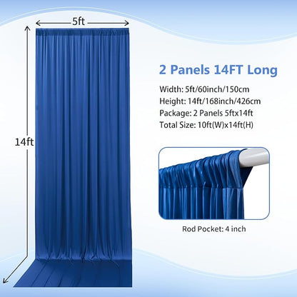 10ft×14ft Royal Blue Wrinkle Free Backdrop Curtain - Image 4
