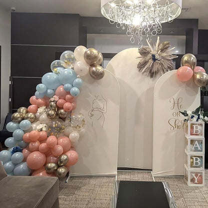 Gender Reveal Balloons, 12 Inch Dusty Pink Blue White Sand and Gold Balloons - Image 6