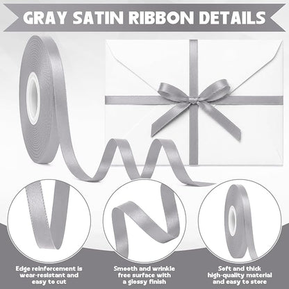 30Yards 3/8In Gray Thin Ribbon for Gift Wrapping Wedding Birthday Holiday | - Image 3