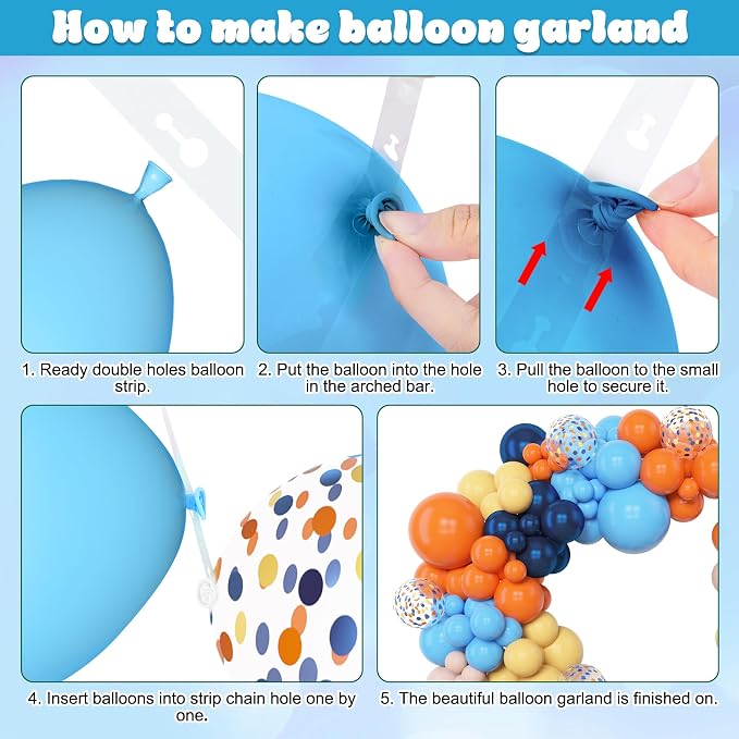 Amandir 153pcs Blue Orange Balloon Garland Arch Kit Different Sizes | 18 12 10 - Image 5