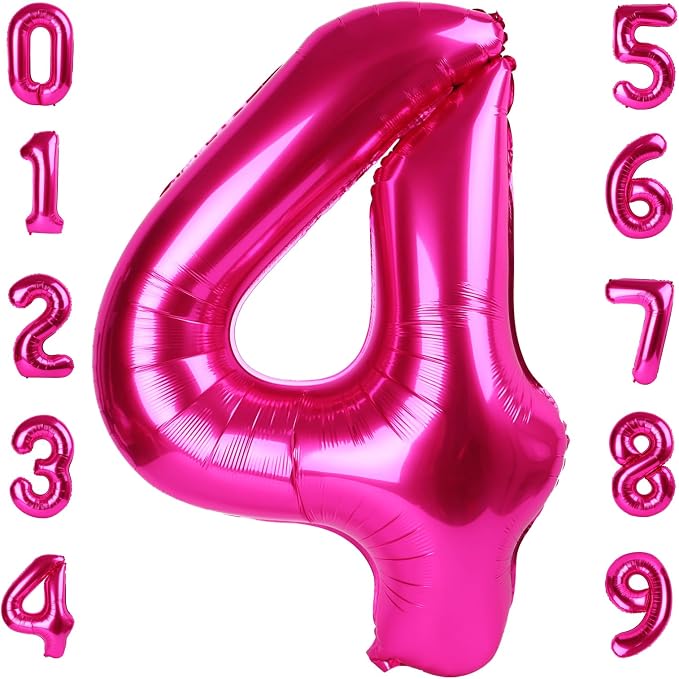 4 Balloon Number 40 Inch Hot Pink Balloons by Mluchee