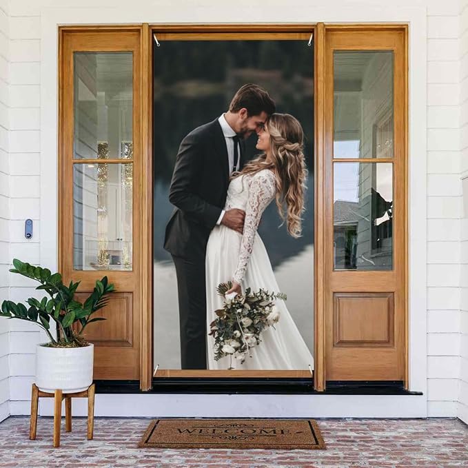 Custom Door Cover Banner, Lime | Personalize, Photo Text Logo Name, Background - Image 2