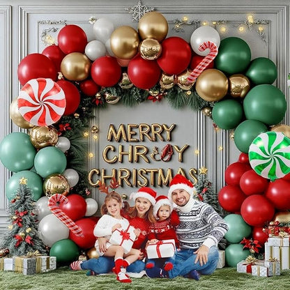 Christmas Balloon Arch Kit, Double Stuffed Red Green White Pearl Balloon - Image 5