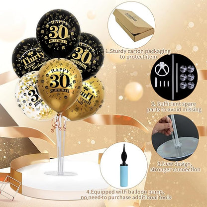 TONIFUL 4 Set Black Gold 30 Printed Balloon Stands - Image 3