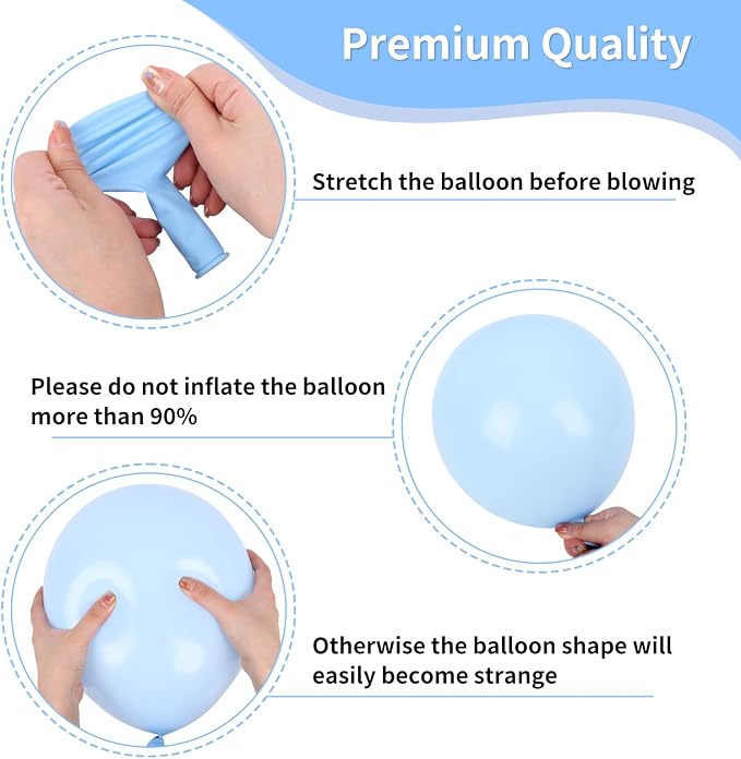 RUBFAC Dusty Blue and White Balloons, Party Balloons - Image 3