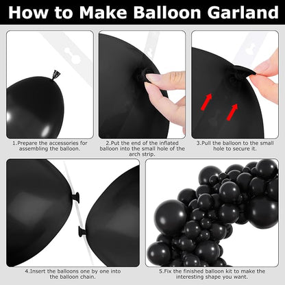 Amandir 153pcs Black Balloons Arch Garland Kit Different Sizes | 18 12 10 5 - Image 4