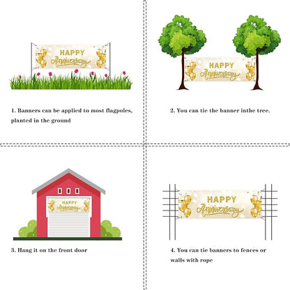 Large Happy Anniversary Banner Company Wedding Anniversary Lawn Sign Retirement - Image 3