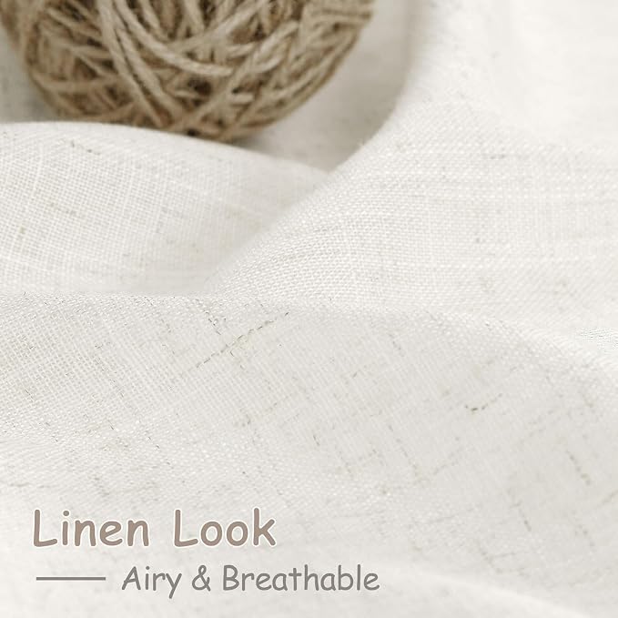 Beige White Linen Curtains 80 Inch Length - Image 4