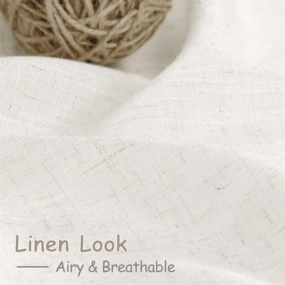 Beige White Linen Curtains 80 Inch Length - Image 4
