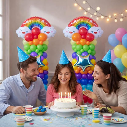 Skylety 2 Sets Rainbow Balloon Column Stand Kit Adjustable Colorful Balloon - Image 4