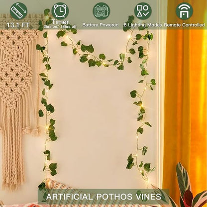 13.1FT 40LED Pothos Vine with Lights Battery Operated Copper Wire | String - Image 4